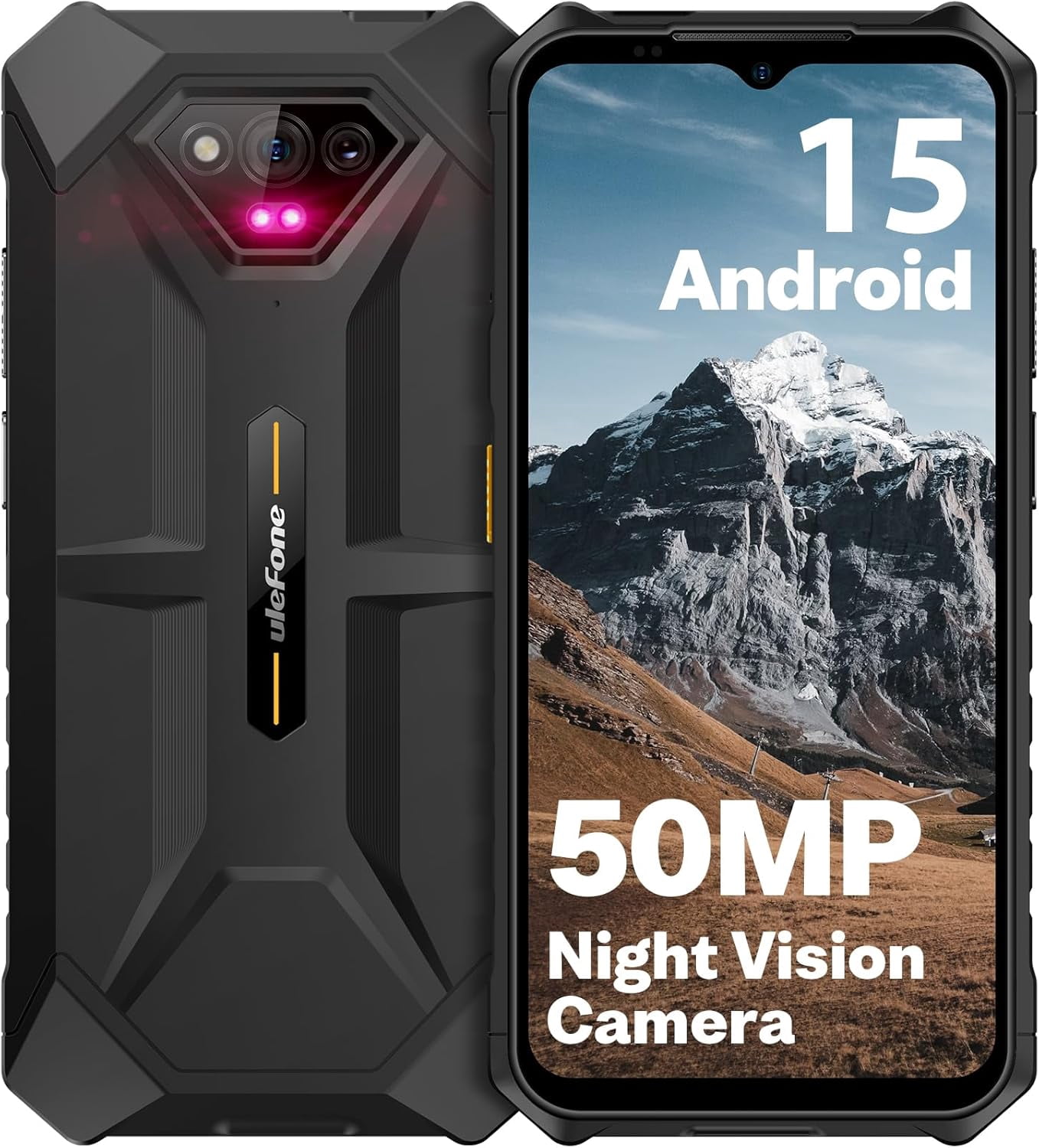 Ulefone Armor X13 Rugged Phone, 12 64GB, 50MP Rear Camera, 24MP Night Vision Camera, Android 15 OS Rugged Smartphone