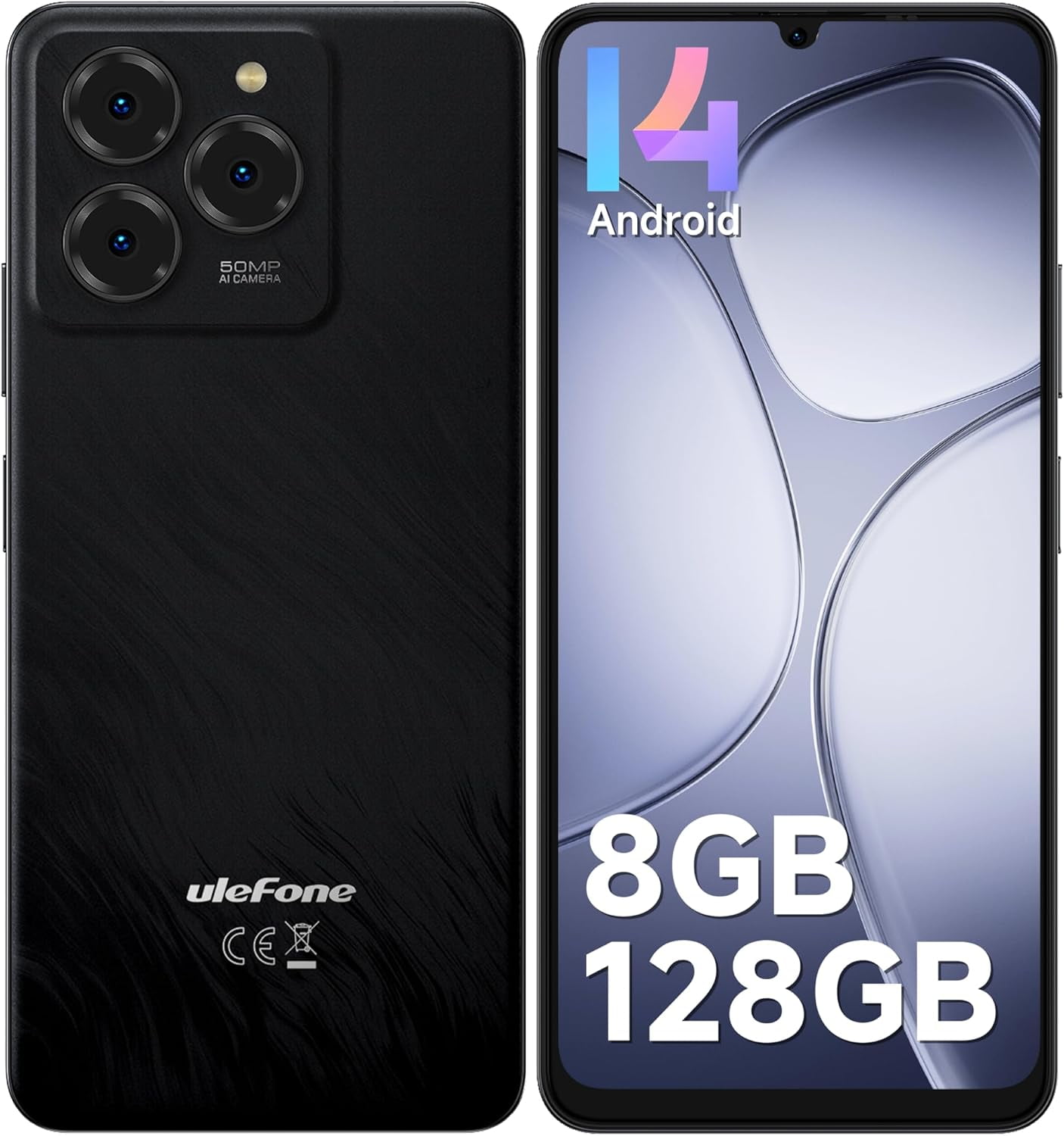 Ulefone Note 20 Pro Phone Unlocked, 8GB 128GB, 8-Core, 6.75" 90Hz Display, Android 14, 50MP AI Camera, 6000mAh Battery, Dual 4G LTE