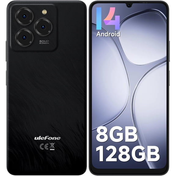 Ulefone Note 20 Pro Phone Unlocked, 8GB 128GB, 8-Core, 6.75" 90Hz Display, Android 14, 50MP AI Camera, 6000mAh Battery, Dual 4G LTE