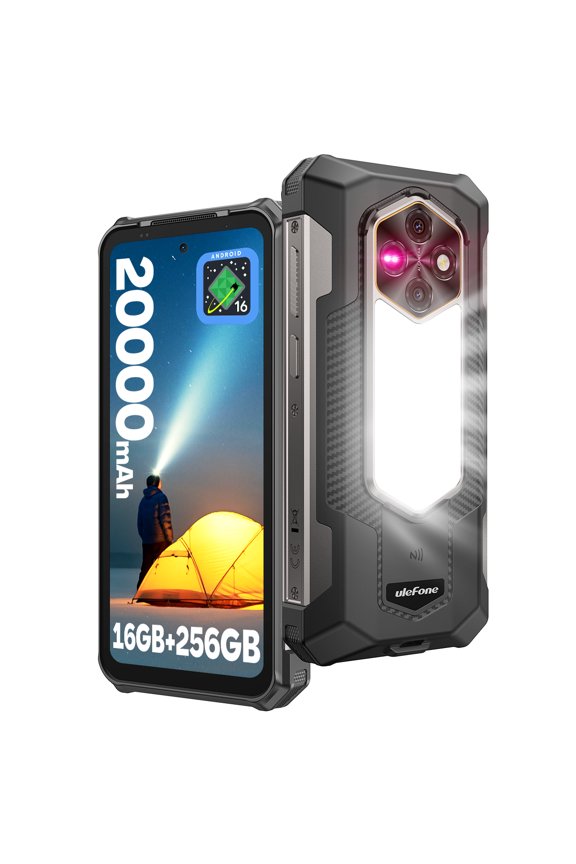 RugKing 5 Pro 20000mAh Rugged Phone Android 16 16GB 256GB, 6.78 FHD -Black