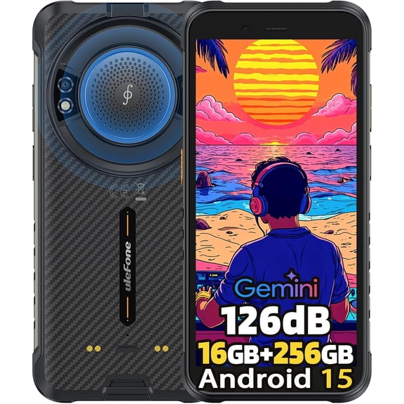 Ulefone RugKing Android 15 Rugged Smartphone, 9600mAh Battery, 16GB RAM + 256GB Storage, 5.99-inch- Black