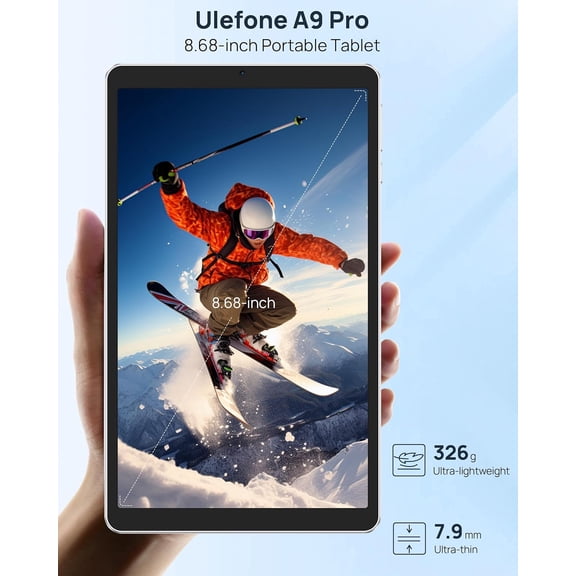 Ulefone Tab A9 Pro Compact Tablet, 8.68" TV SD Eye Comfort Display, Android 15, 8GB RAM 128GB (2TB Expandable), Slim & Lightweight, Dual Speakers