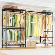 Ulif E10 Heavy Duty Closet Organizer for Bedroom & Laundry Room - Adjustable Clothes Rack with 800lbs Capacity, Freestanding Garment Rack 73-97W, Black