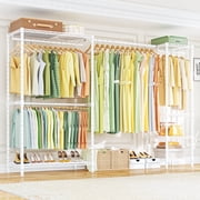 Ulif E10 Clothes Rack With Stretchable Hanger Rod Freestanding Clothing Racks for Hanging Clothes Portable Garment Rack 800LBS White