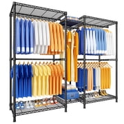 Ulif E12 Clothes Rack,Heavy Duty Freestanding Garment Rack with Shelves,Metal Clothing Closet Storage System for Hanging Clothes，71" W x 16" D x 76.5" H, Hold 9