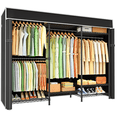 thumbnail image 1 of Ulif E13C Heavy Duty Closet Organizer System，Freestanding Clothing Racks for Hanging Clothes，Adjustable Garment Rack 63" W x 16" D x 77" H Hold 960 lbs，Black Clothing Rack with Black Dustproof Cover, 1 of 11