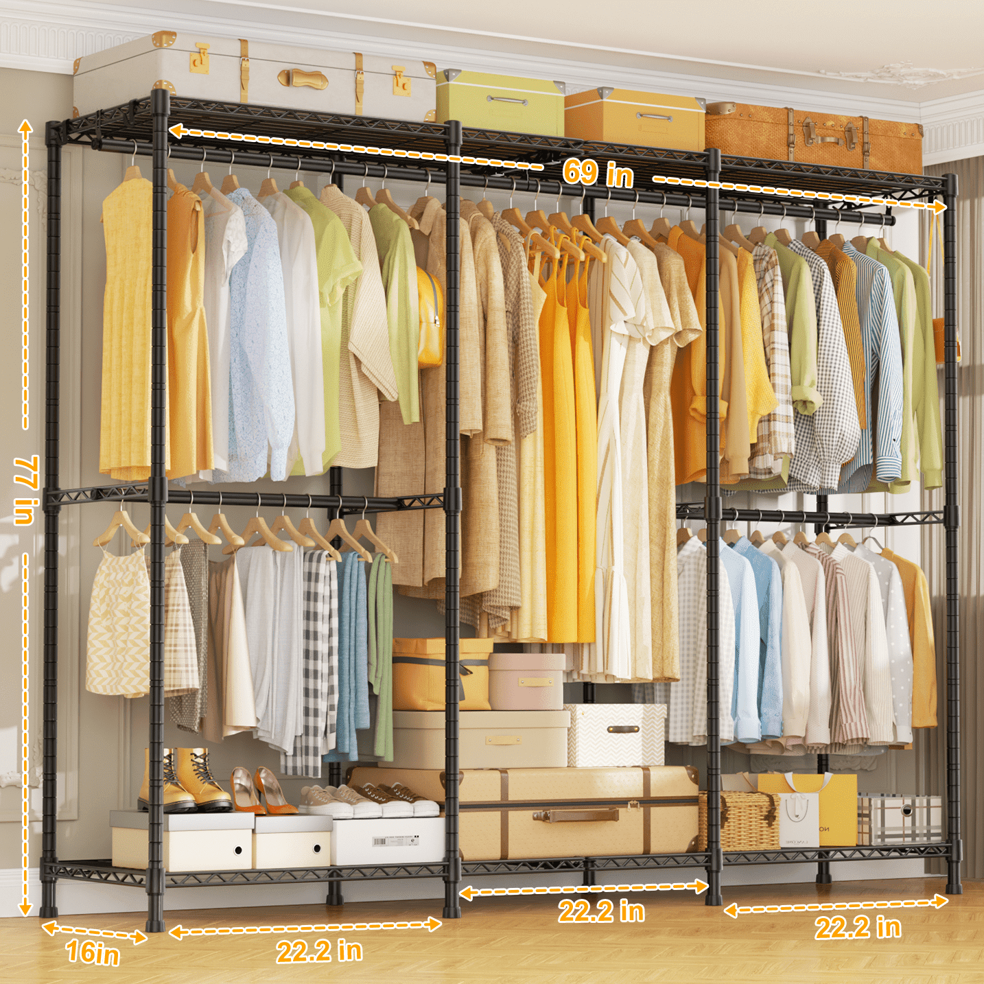 E14 Heavy Duty Closet Organizer System，Freestanding Clothing Racks for ...