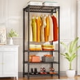 thumbnail image 1 of Ulif H4 Mini Portable Closet, 4 Tiers Freestanding Clothing Garment Rack for Small Space, Metal Clothes Wardrobe System for Bedroom, 23.6" W x 14" D x 76.4" H, Load 502 lbs, Black, 1 of 8