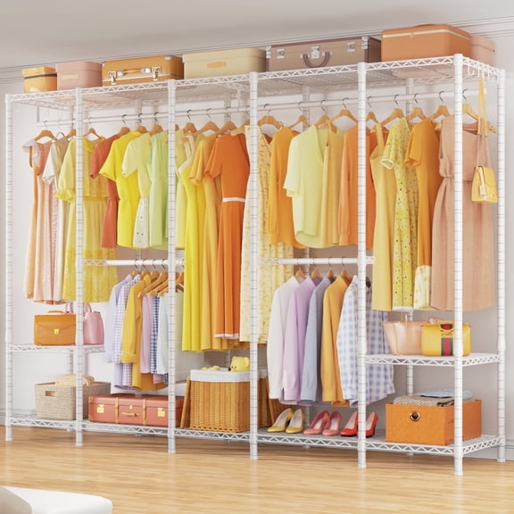 ULIF H50 Heavy Duty Clothing Rack, 1400 lbs Capacity Freestanding Closet System, 90"x16"x76", White