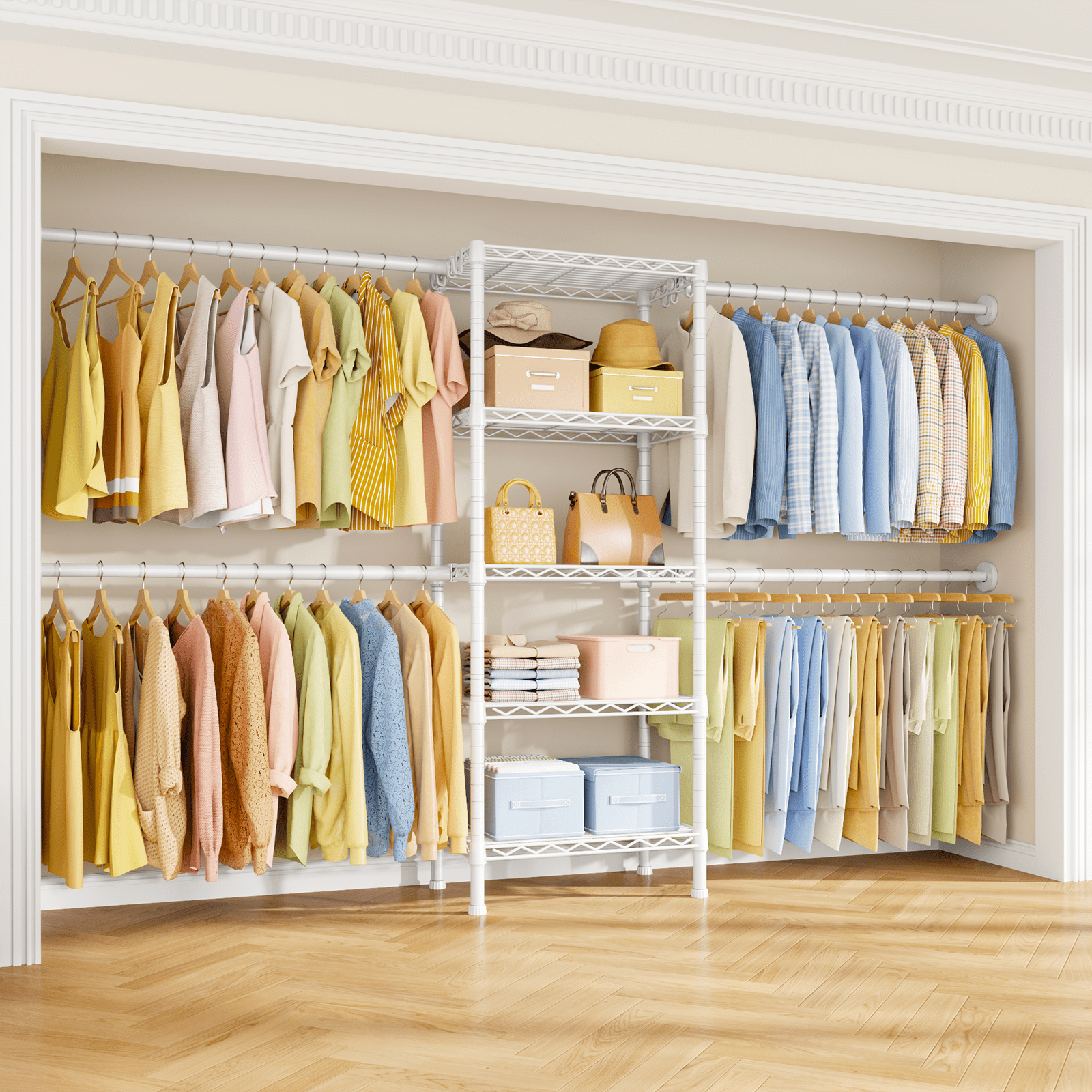 ulifhome Wall Mounted Closet System, 70.8-102.3 inches L, 5 metal
