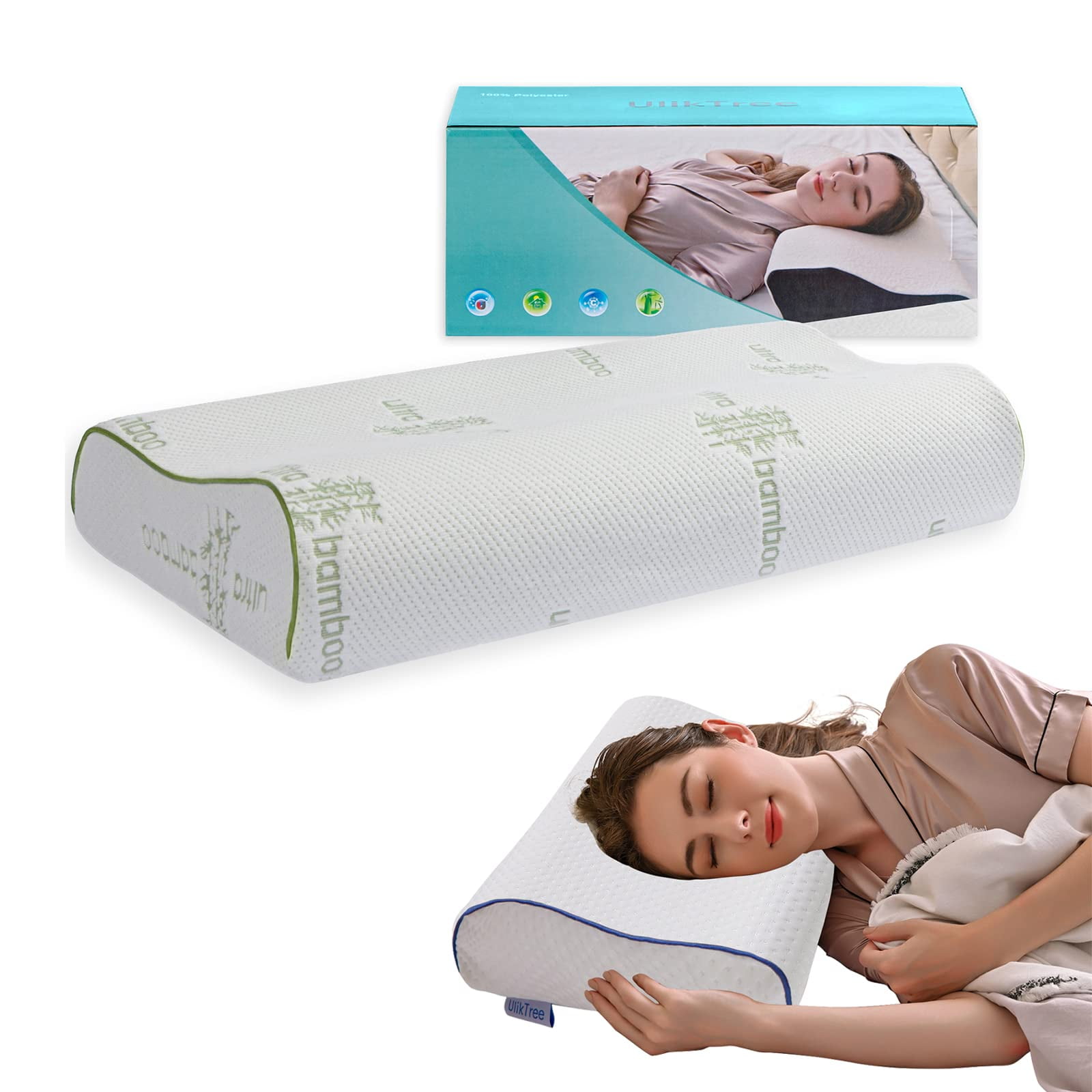 UlikTree Memory Foam Pillow for Neck and Shoulder Pain Washable Cover