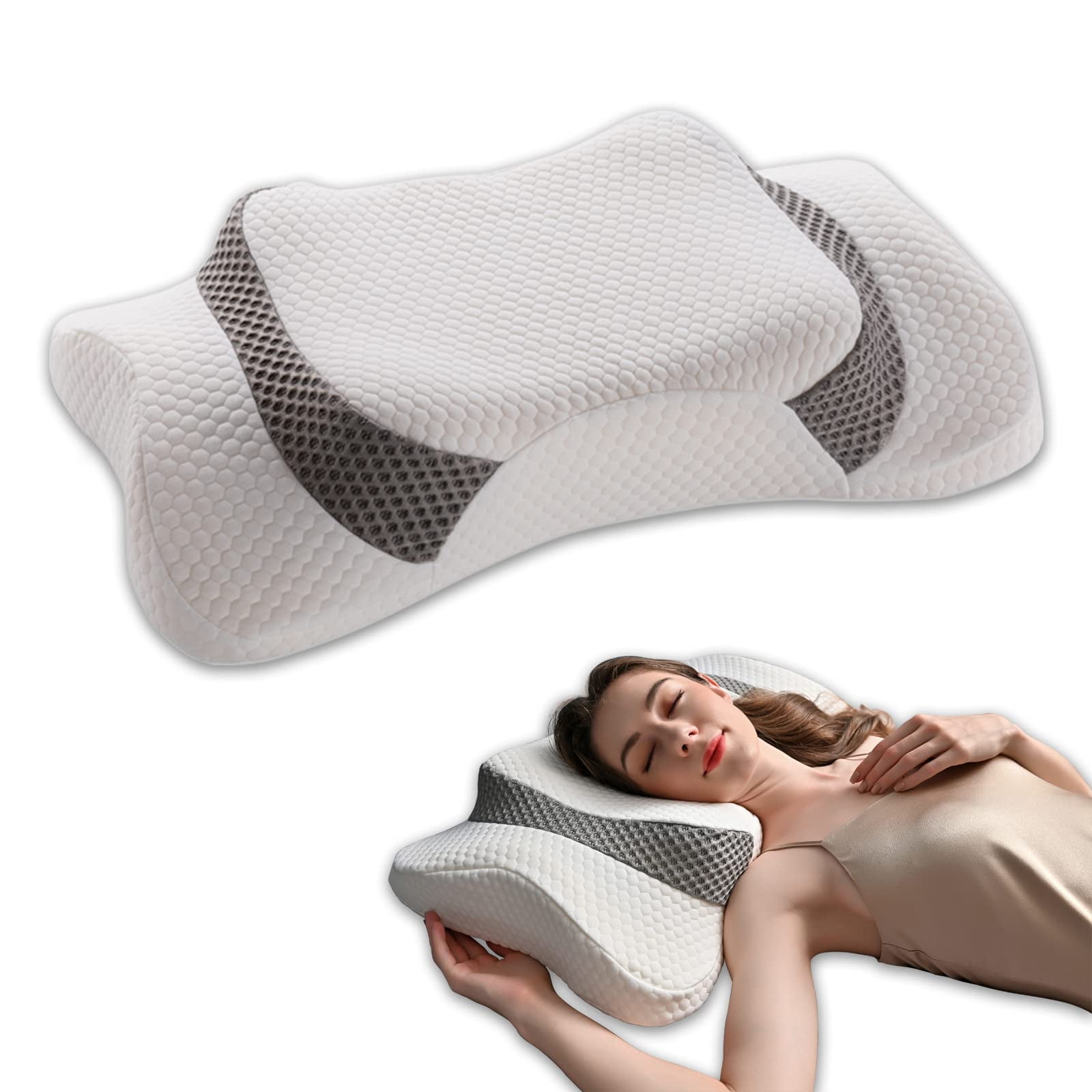 UlikTree Neck and Cervical Pillow for Neck and Shoulder Pain Relief, Bed Sleeping Contoured