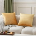 thumbnail image 1 of UlikTree Velvet Throw Pillow Covers 2 Pack - Soft Cushion Cover for Sofa Couch Decorative Square Pillowcase, Solid Modern Style Accent Pillows Covers with Zipper 18x18 Inches Gold, 1 of 7