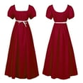 thumbnail image 1 of Ulitacool 16-17 Years Girls Dress Plus Size Big Dresses Ruffled Classical Puff Sleeve Empire Waist Dress Belt Gown Adorable Girl Clothes Red, 1 of 3