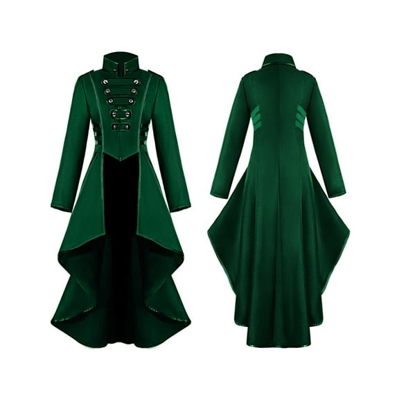 Ulitacool 17-18 Years Girls Summer Dress Big Gothic Tuxedo Long Trench Halloween Long Top Dress Soft Outwear Green