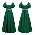 thumbnail image 1 of Ulitacool 17-18 Years Summer Dress For Girls Plus Size Big Dresses Ruffled Classical Puff Sleeve Empire Waist Dress Belt Gown Soft Outwear Green, 1 of 3