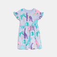thumbnail image 1 of Ulitacool 18-24 Months Flower Girl Dress Cartoon Dinosaur Print Dress Summer Short Sleeve Princess Round Neck Trend Outfits Light Blue, 1 of 7