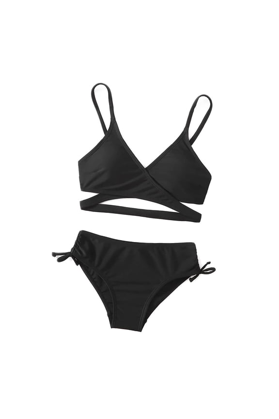 6-7 Years Girls Swimsuit Stylish Two Piece Swimwear For Beach Tropical Floral Print Upf 50 Sun Retro Beach Wear Black