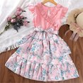 thumbnail image 1 of Ulitacool 7-8 Years Girls Dress Child Dresses Summer Flying Sleeve Floral Print Dress Relax Fit Outfits Rd1, 1 of 3