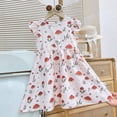 thumbnail image 1 of Ulitacool 7-8 Years Girls Summer Dress Children'S Floral Knee Length Flying Sleeve Dress Dress Suitable For 3 10 Years Old Relax Fit Outfits Red, 1 of 3