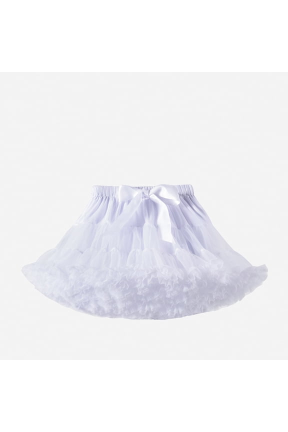 8-10 Years Girls Summer Dress Baby Soft Fluffy Tutu Skirt Toddler Mesh Tutu Bowknot Princess Skirt Adorable Girl Clothes White