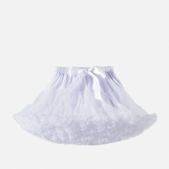 Ulitacool 8-10 Years Girls Summer Dress Baby Soft Fluffy Tutu Skirt Toddler Mesh Tutu Bowknot Princess Skirt Adorable Girl Clothes White