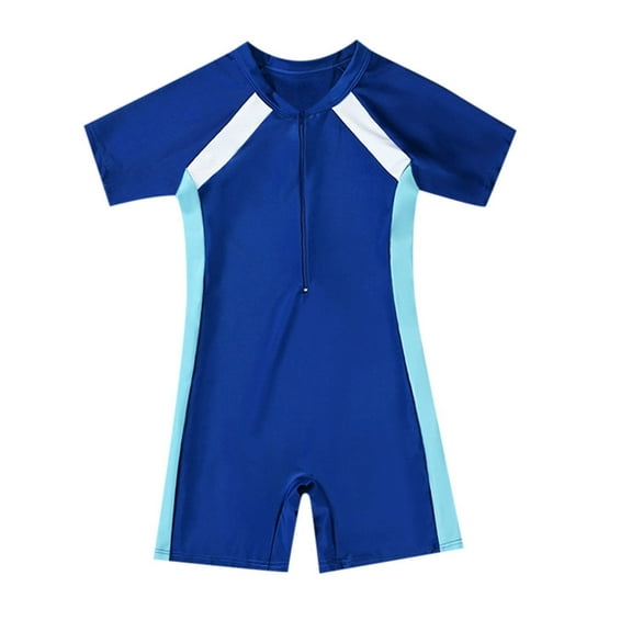 Ulitacool 8-10 Years Teen Boy Swimsuit 1 Piece Swimsuit Kid Water Sport Short Swimsuit Bathing Suits Classic Rash Guard Playsuit Blue