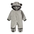 thumbnail image 1 of Ulitacool Baby Onesies For Boys Fall Winter Solid Color Long Sleeve Coat Jumpsuit Romper Footed Hooded Infant Ears Jumpsuit Fashion Boy Clothes 6-12 Months Grey, 1 of 8