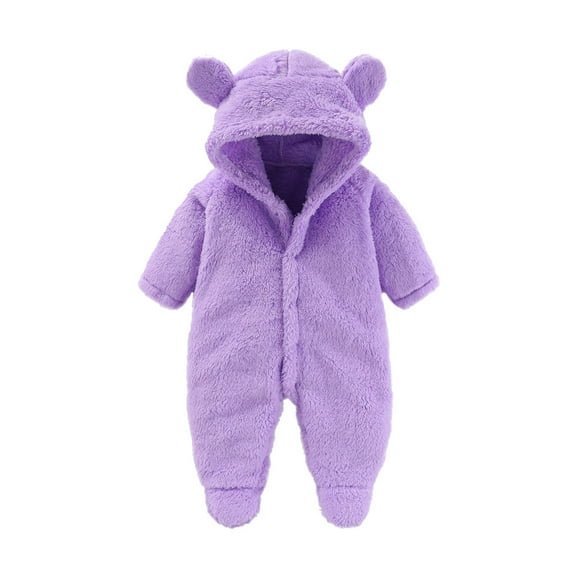 Ulitacool Baby Onesies For Boys Long Sleeve Footie Snowsuit Winter Onesie Cartoon Warm Hooded Outfits Casual Boy Clothes 9-12 Months Purple
