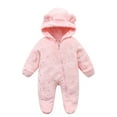 thumbnail image 1 of Ulitacool Baby Onesies For Boys Long Sleeve Jumpsuit Infant Christmas Snowsuit Romper Warm Coat Solid Color Bodysuit Casual Clothes 0-3 Months Pink, 1 of 9