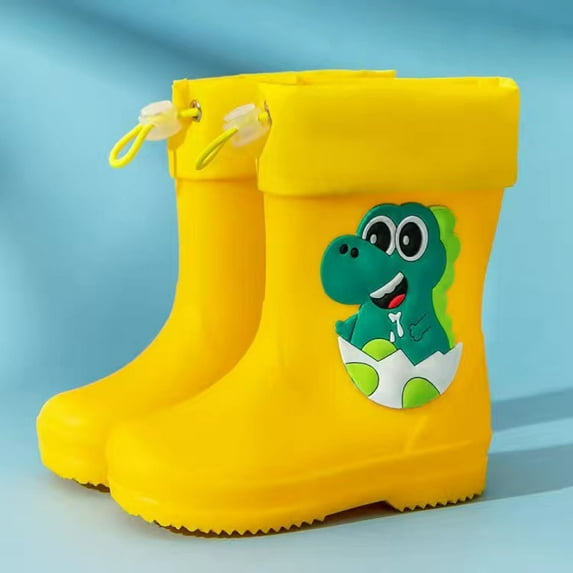 Ulitacool Boots For Boys Children Female Elastic Mouth Children'S Rain Boots Textured Soles Non Light Rain Shoes Trend Basic Shoes 5.5-6 Years Yellow