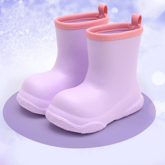 Ulitacool Boots For Girls Rain Boots For School And Outdoor Activities Durable Shoes For Kids Rain Shoes Adorable Basic Shoes 3-3.5 Years Purple