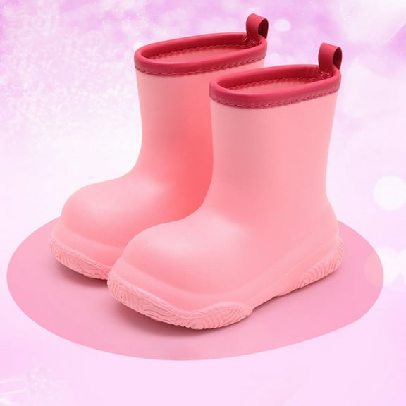 Ulitacool Boots For Girls Rain Boots For School And Outdoor Activities Durable Shoes For Kids Rain Shoes Comfortable Basic Shoes 5.5-6 Years Pink