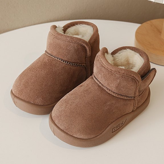 Ulitacool Boots For Girls Winter Warm Boots For Girls And Boys Outdoor Cold Weather Lined Ankle Booties Lovely Soft Feetwear 11-12 Years Khaki