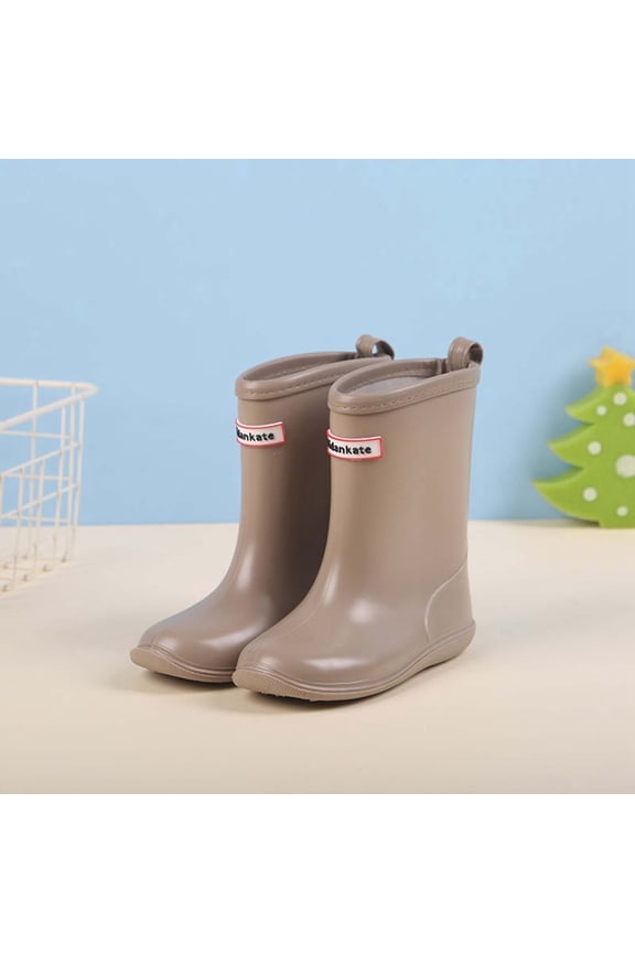 Boots For Girls Spring Summer And Autumn Children'S Short Boots With Mid Calf Length And Elegant Featuring Smooth Curved Suitable For Rain . Adorable Basic Shoes 4-4.5 Years Brown