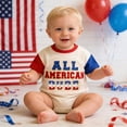 thumbnail image 1 of Ulitacool Boy 4Th Of July Clothes Crewneck Patriotic Embroidered Letter Short Sleeve Bodysuit Romper Independence Day Outfit Retro Wear 3-6 Months Beige, 1 of 3