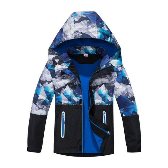 Ulitacool Boy Coats Long Sleeve Boys Windbreaker Jacket Multicolor Camo Sports Wear Trend Wear Light Blue 5-6 Years