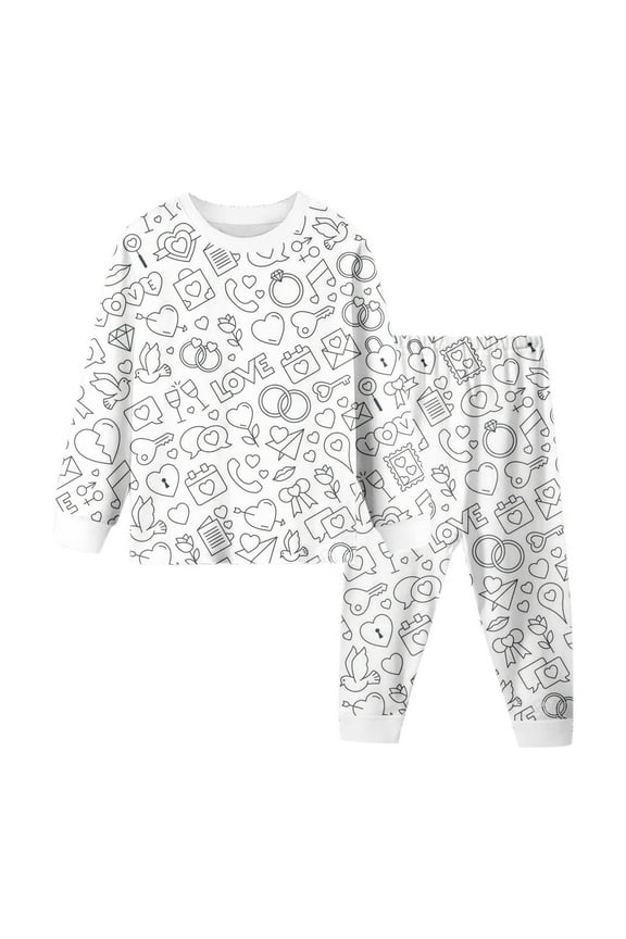 Boy Outfits Long Sleeve Kid Diy Hand Painted Homewear Set Colouring Pajama Sets For And Can Play With And Wea Trend Clothes White 7-8 Years