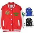 thumbnail image 1 of Ulitacool Boy'S Coats Stand Collar School Baseball Jacket Long Sleeve Front Button Closure Letter Patch Tops Toddler Leisure Tops Red, 1 of 4