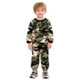 thumbnail image 1 of Ulitacool Boy'S Outfits Camo Print Thermal Lined Long Sleeve Shirt And Pants Outfit Warm Two Piece For Toddlers And Kids Cute Wear Army Green 4-5 Years, 1 of 9