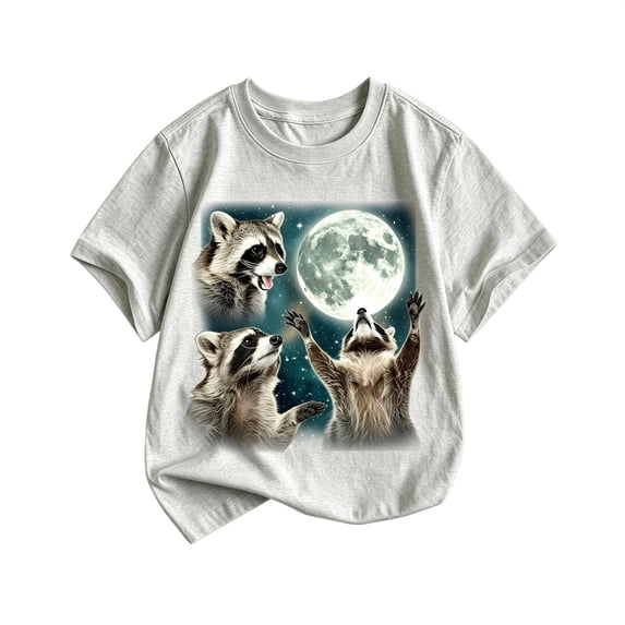 Ulitacool Boys Tops Crewneck Cartoon Graphic Short Sleeve T Shirts Big Boys Elegant Wear Light Gray