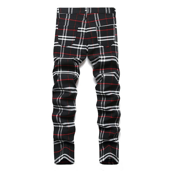 Ulitacool Boy Slacks Slim Fit Plaid Trousers Athletic Sportswear For Children High Elasticity Stretch Pants Comfortable Lightweight Wear Red 14-15 Years