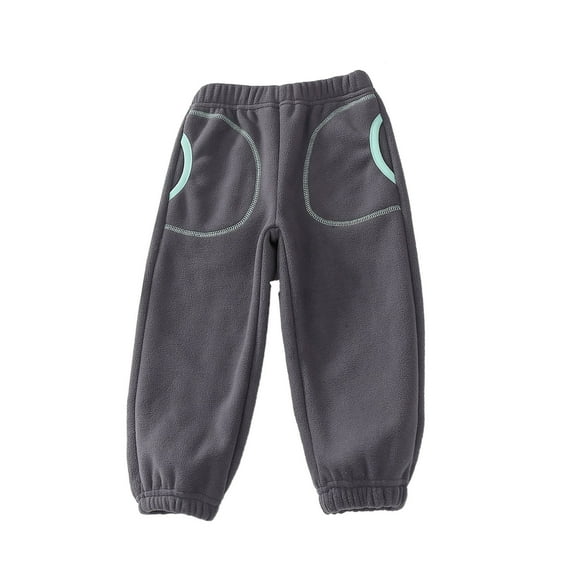 Ulitacool Boy Slacks Straight Leg Kids Pants Thicken Close Pants With Pockets Loose Trousers Soft Lightweight Slacks Grey 5-6 Years