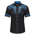 thumbnail image 1 of Ulitacool Boy Spring T Shirts Lapel Western Cow Printops Short Sleeve Button Down Top For Children And Youth Casual Teen Wear Black1 12-13 Years, 1 of 2