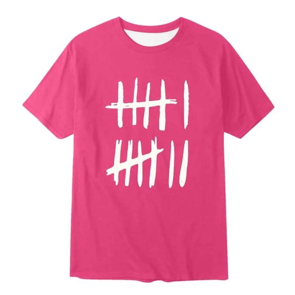 Ulitacool Boy Tee Short Sleeve Blouse Cartoon Letter Graphic Daily Shirt O Neck Sweet Tops Hot Pink 7-8 Years