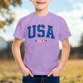 thumbnail image 1 of Ulitacool Boy Tops Fourth Of July Patriotic Graphic Short Sleeve T Shirt Crewneck Tee For Kids Independence Day Celebration Basic Clothing 8-9 Years Purple, 1 of 2