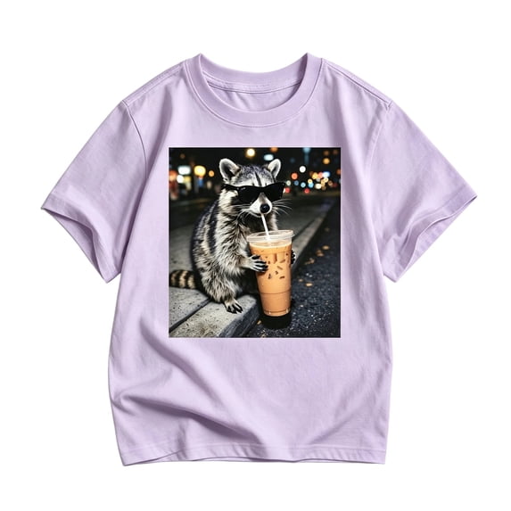 Ulitacool Boy Tops Round Neck T Shirts Short Sleeve Graphic Prints Tee Toddler Durable Clothing Purple