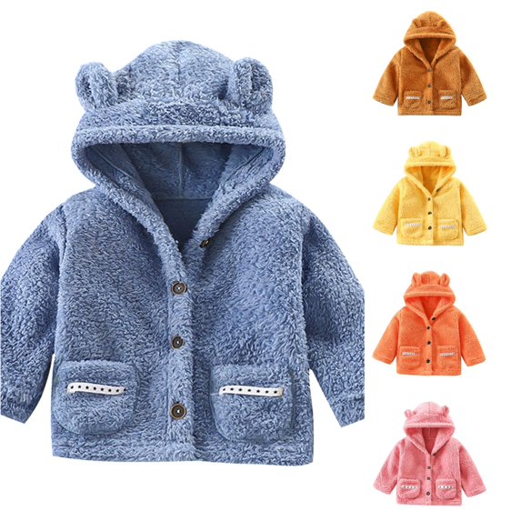 Ulitacool Boy Winter Coast Children Long Sleeve Hooded Jacket Thick Outwear Toddler Versatile Wear Blue