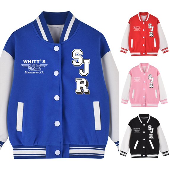 Ulitacool Boy Winter Coast Stand Collar Long Sleeve Baseball Jacket Front Button Closure Letter Patch Tops For School Daily Wear Big Boys Basic Tops Blue
