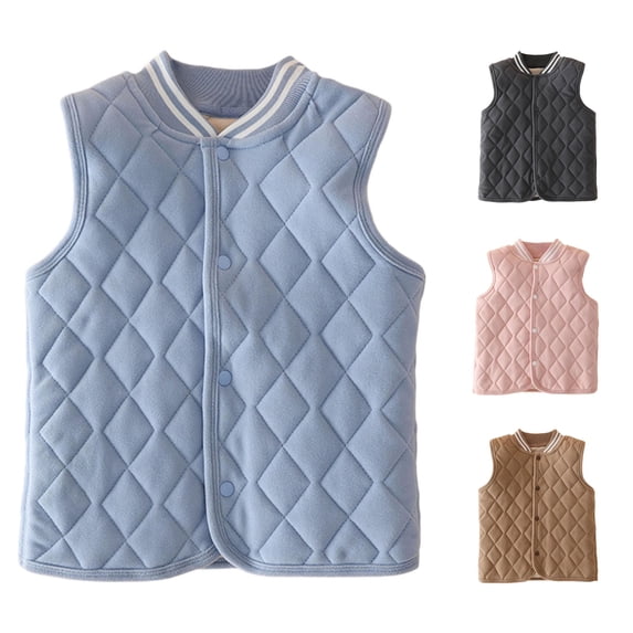 Ulitacool Boy Winter Coast Thickened Warm Vest Autumn Winter And Jacket Big Boys Durable Clothing Light Blue